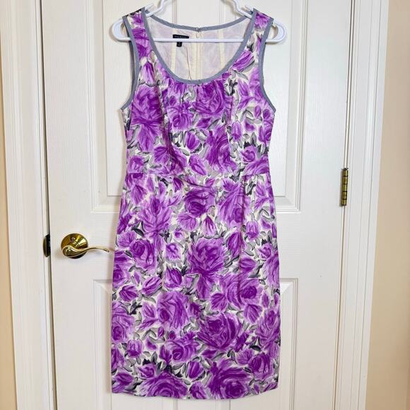 Talbots Purple Floral Sleeveless Sheath Dress Size 8 EUC - Picture 6 of 6